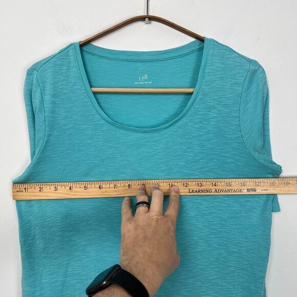 J. Jill Women's Shirt Size S Pima Cotton Dipped Hem Tunic‎ Aqua Casual Comfort - Picture 6 of 7